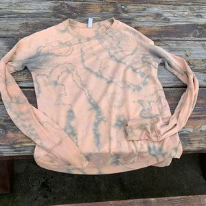 Athleta mindset sweatshirt small tall $69 celery sage green reverse tie die pink